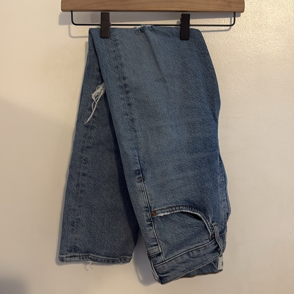 Agolde Riley Distressed High Rise Button Fly Cropped Jeans 25 - Picture 8 of 11